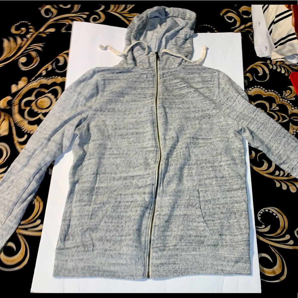 Full zipper hoodie, heather grey, size: large